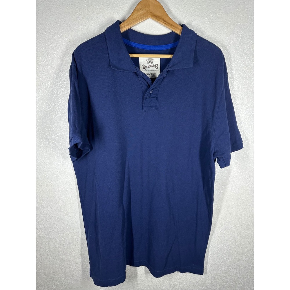 Roebuck & Co Polo Shirt Mens XXL Blue Pique Knit Short‎ Sleeve Casual Golf